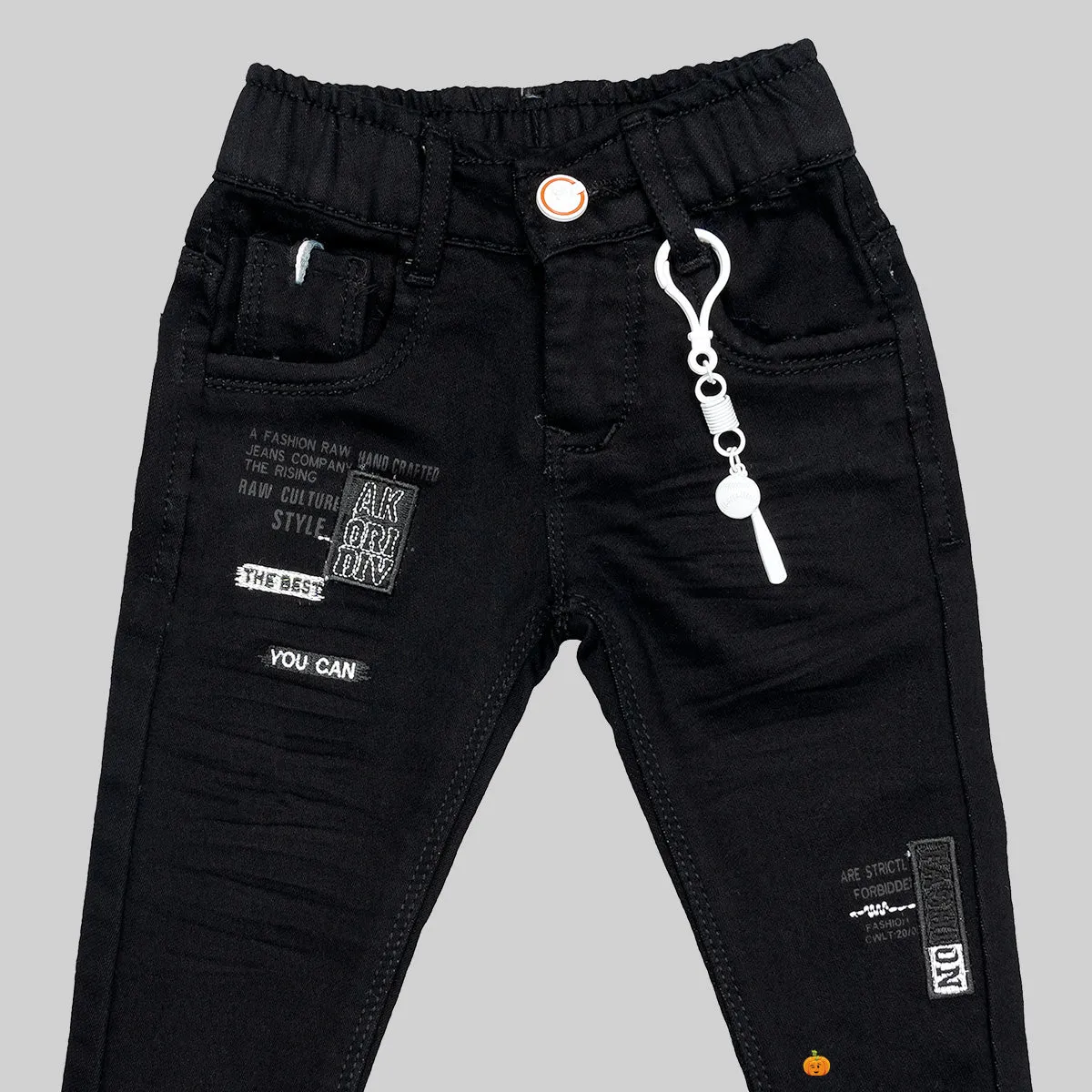 Black & Navy Blue Solid Boys Jeans