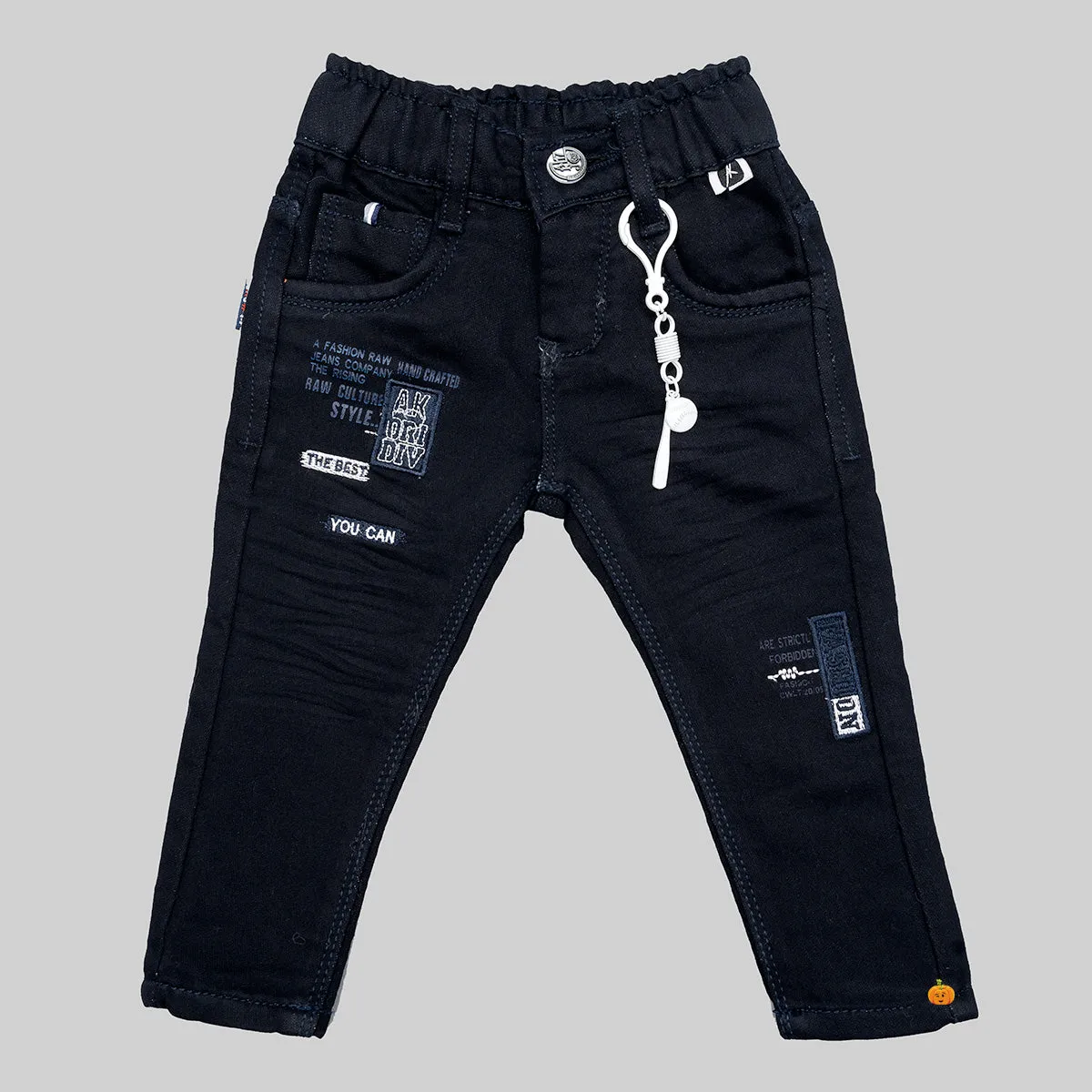 Black & Navy Blue Solid Boys Jeans