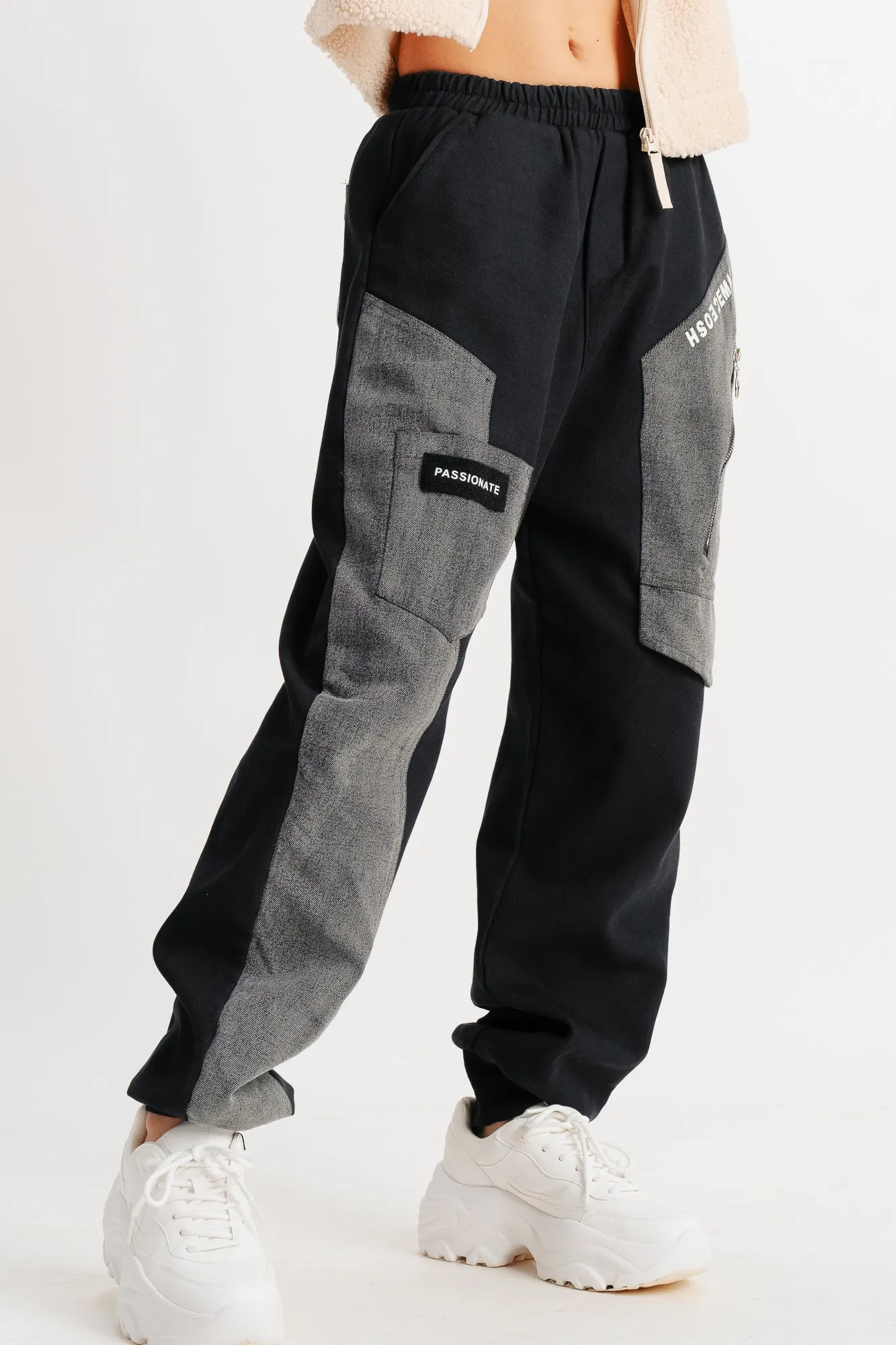 Black Elastic Waist Jogger Jeans