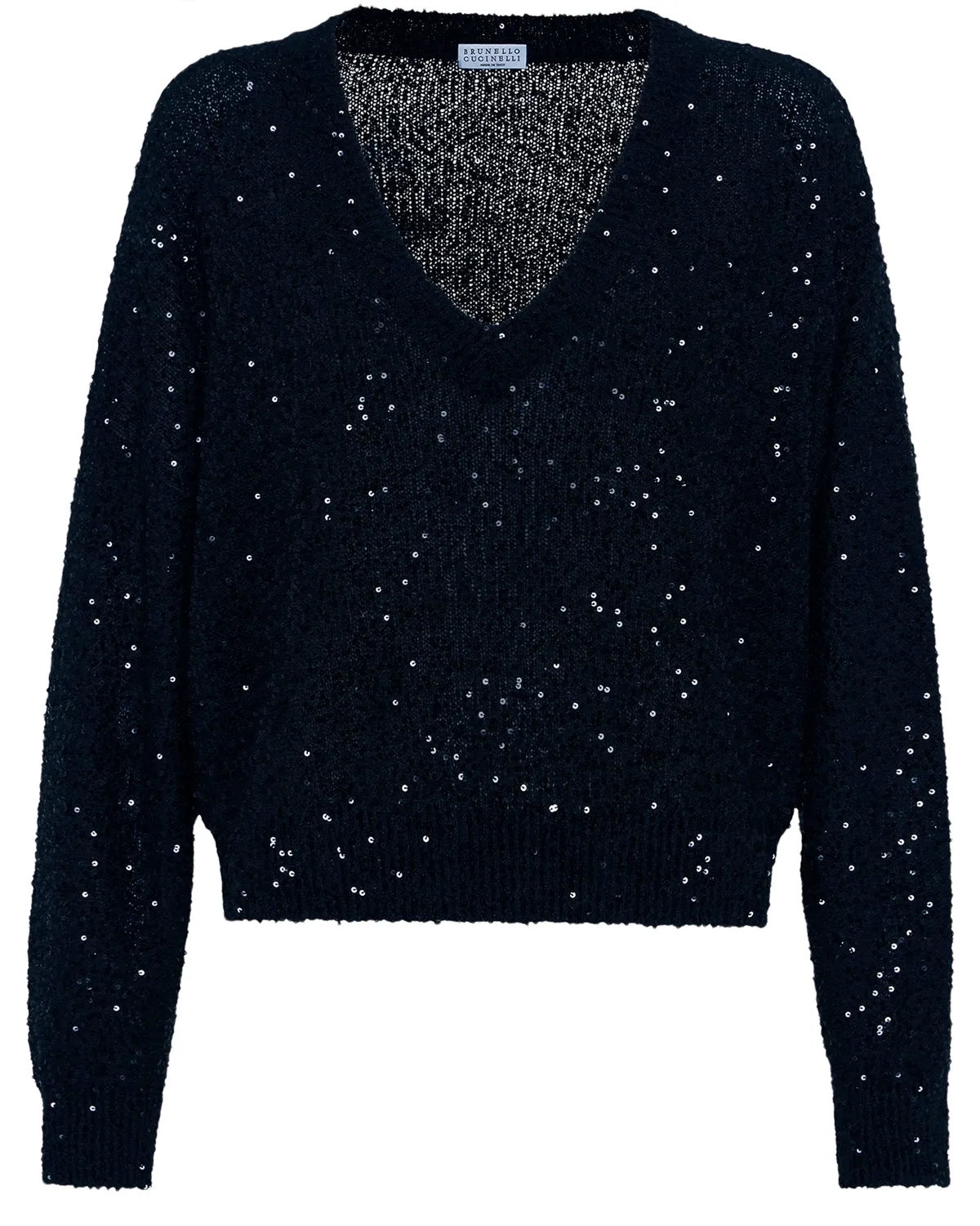 Black Paillette Sequin Long Sleeve Sweater