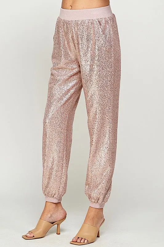 Blush Sequins Jogger Pants