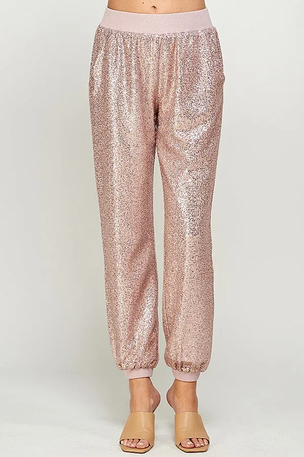 Blush Sequins Jogger Pants