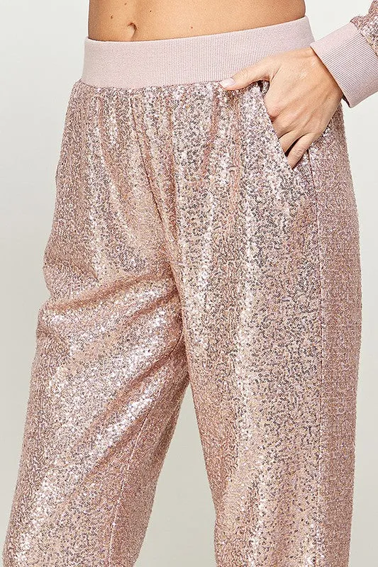 Blush Sequins Jogger Pants