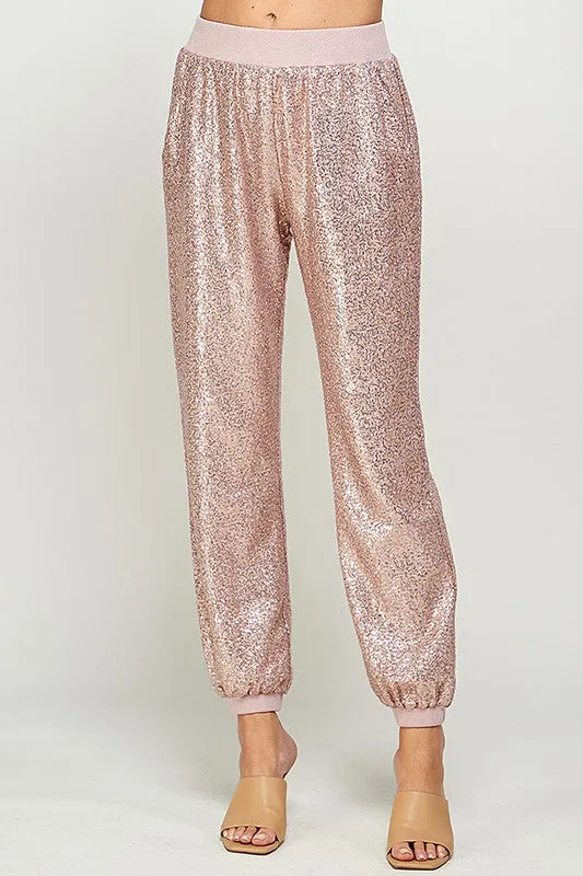 Blush Sequins Jogger Pants