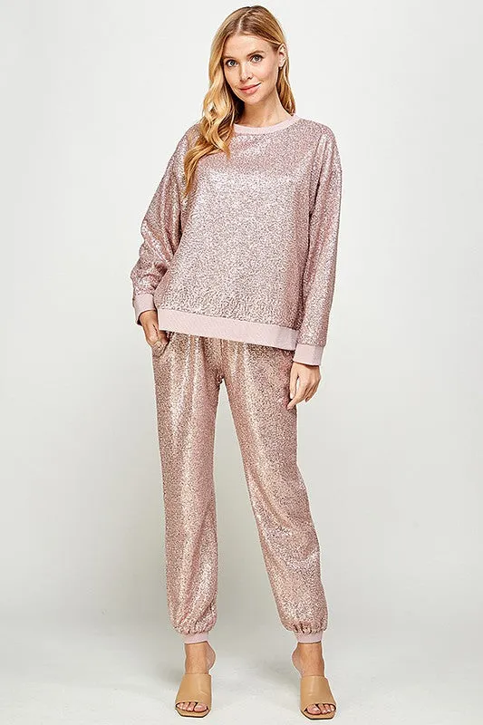 Blush Sequins Jogger Pants