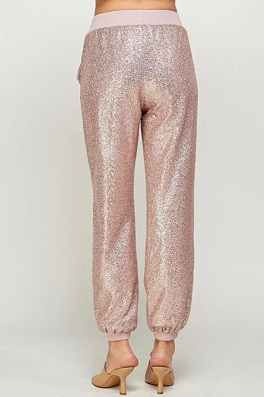 Blush Sequins Jogger Pants