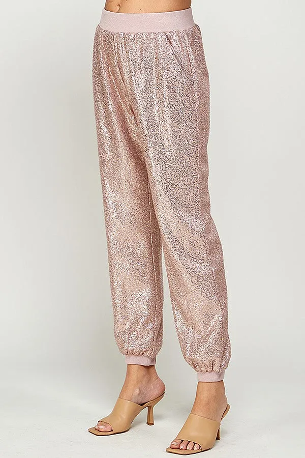 Blush Sequins Jogger Pants