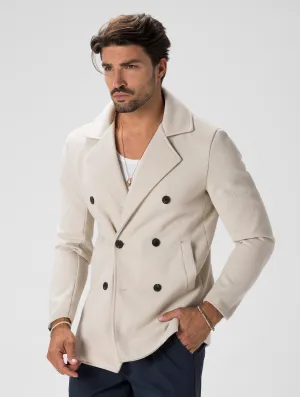 BOONE DOUBLE BREASTED COAT IN CREAM