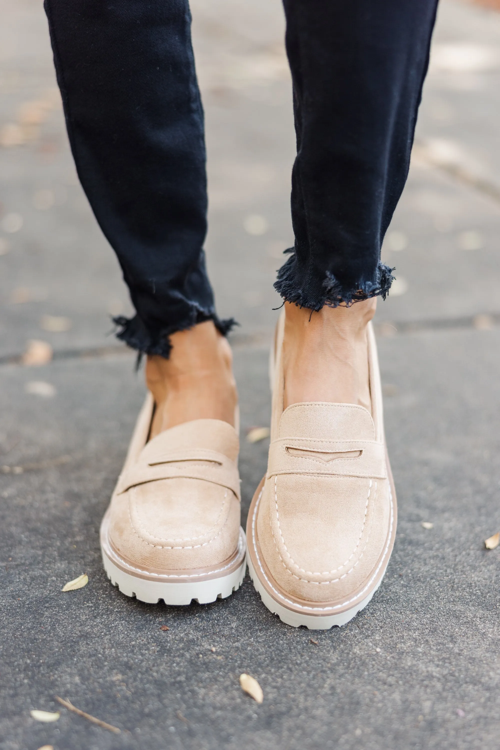 Bring It All Back Taupe Loafers