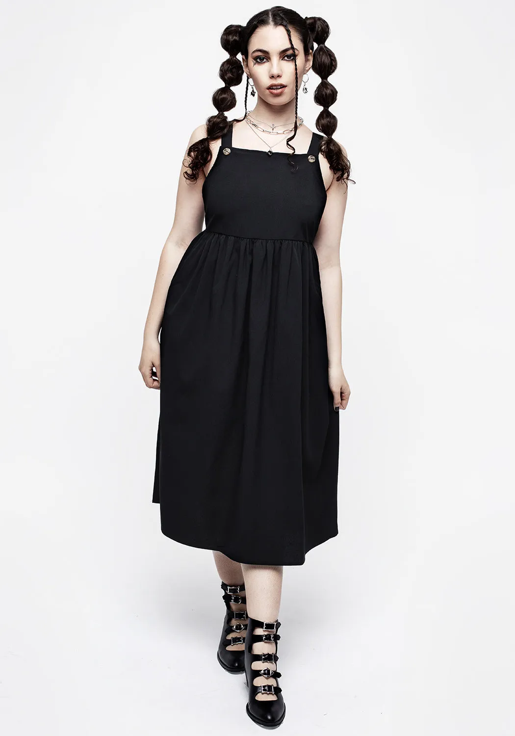 Camden Textured Midi Pinafore Dress