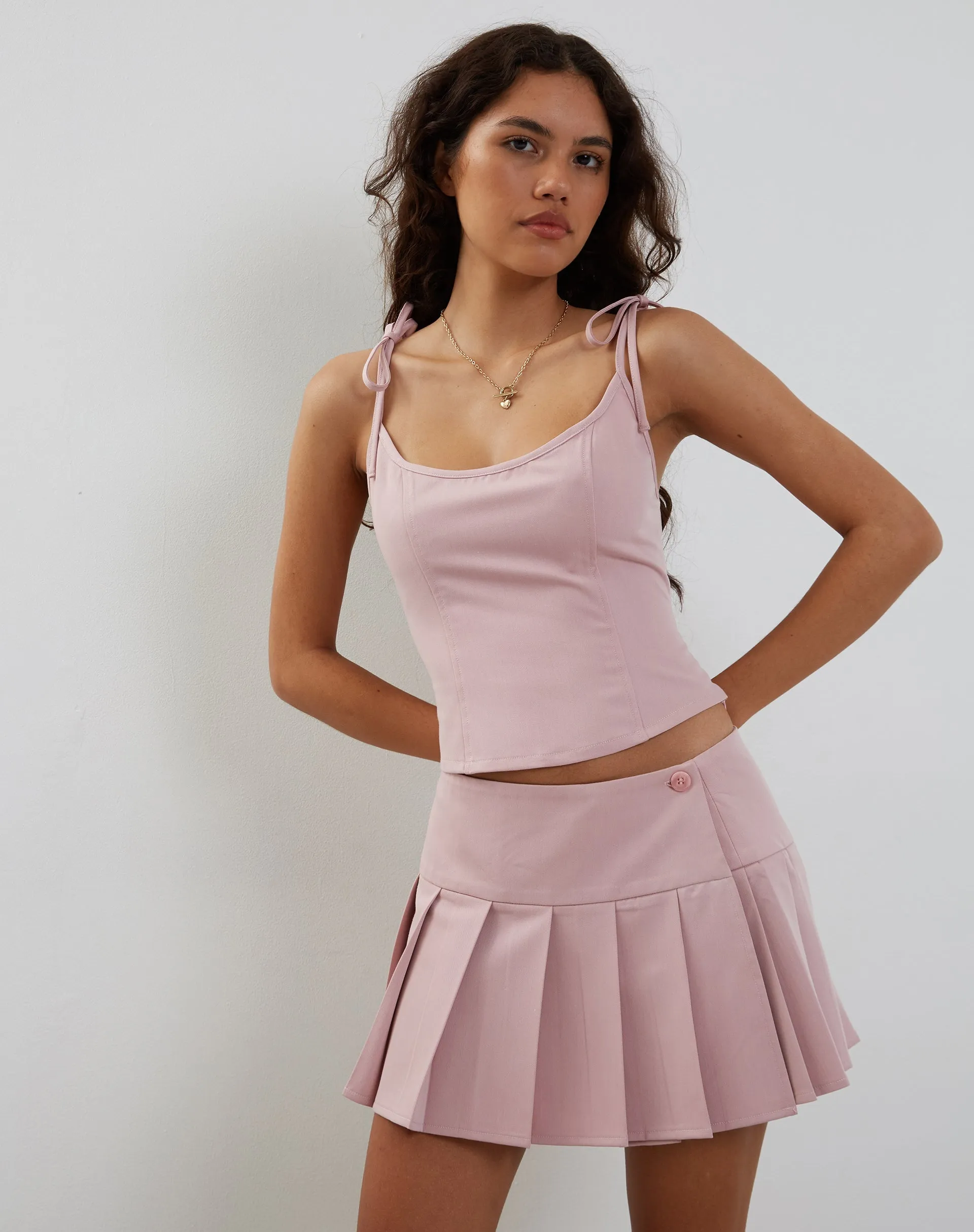 Casini Pleated Micro Skirt in Pink