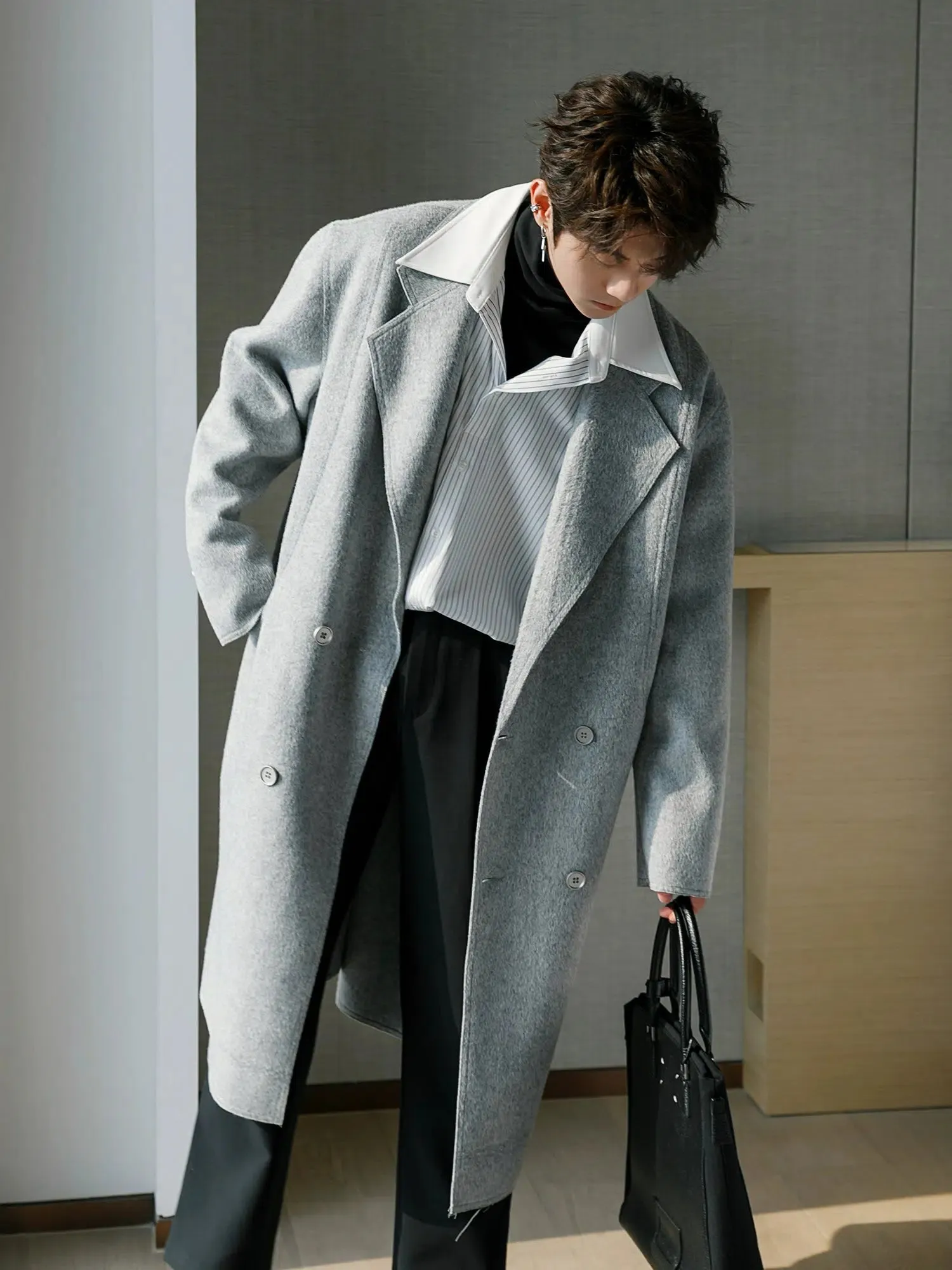 Classic Double-Breasted Wool Coat