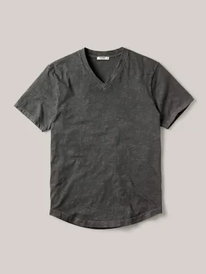 Coal Venice Wash Slub Curved Hem V-Neck