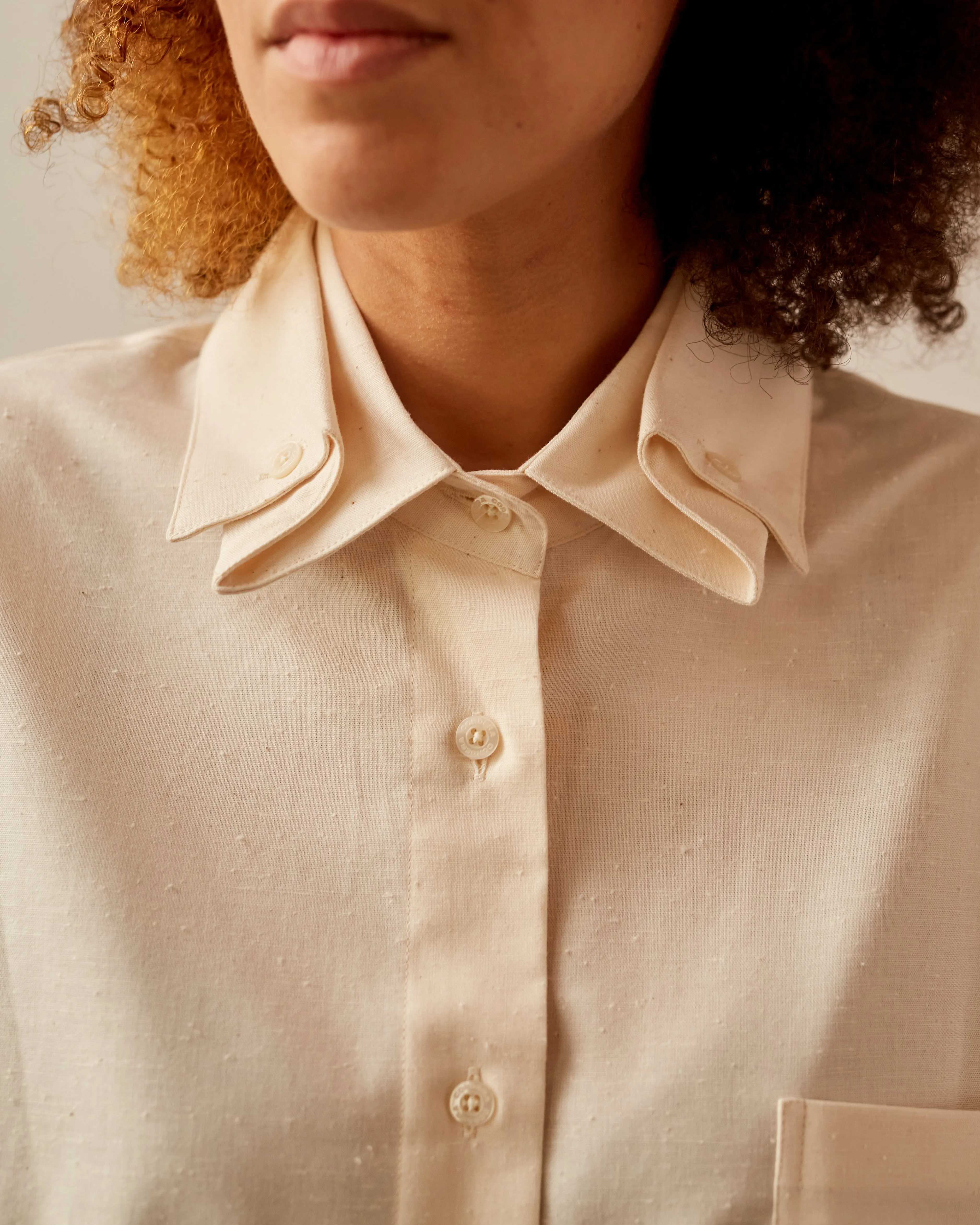 Cordera Cotton Double Collar Shirt, Natural