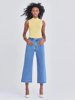 Crislyn High-Waisted Wide-Leg Capri Jeans