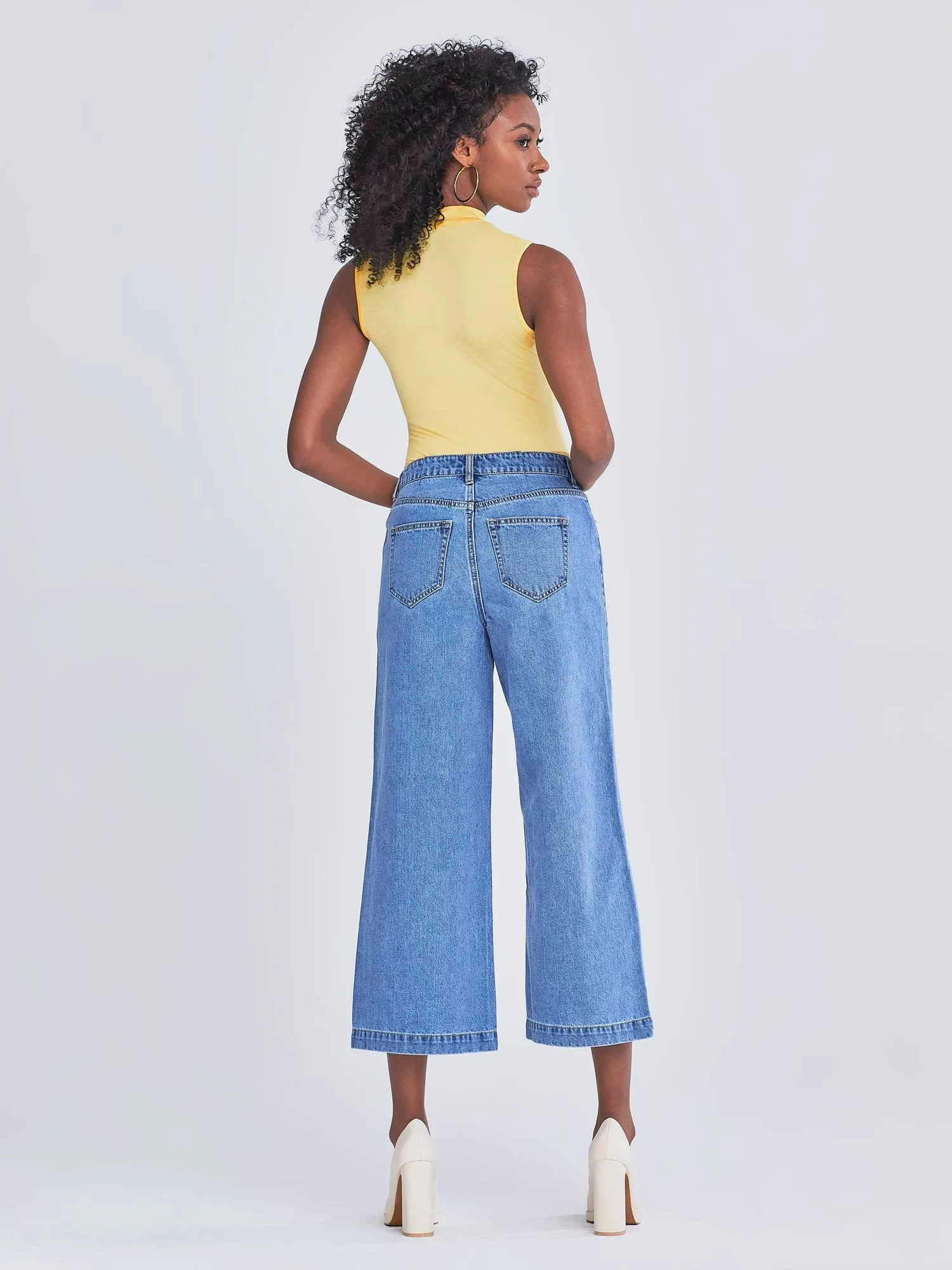 Crislyn High-Waisted Wide-Leg Capri Jeans