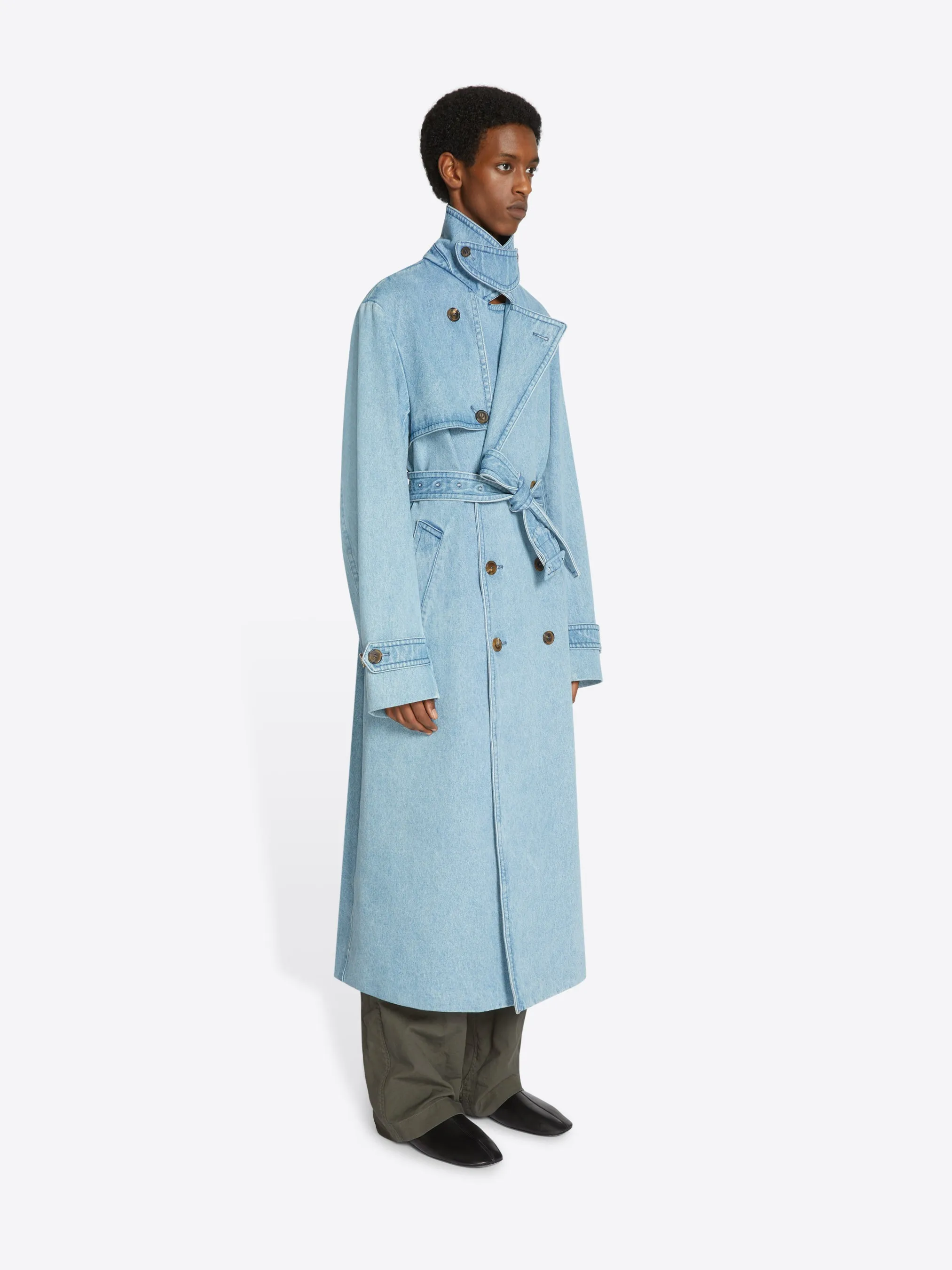 Denim trench coat