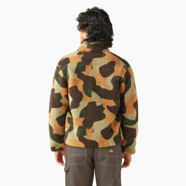 Dickies Relaxed Fit High Pile Fleece Camo Jacket Imperial Green