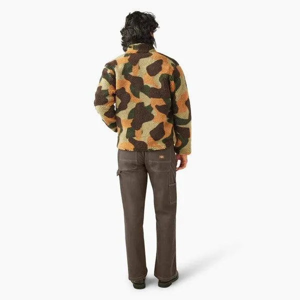 Dickies Relaxed Fit High Pile Fleece Camo Jacket Imperial Green