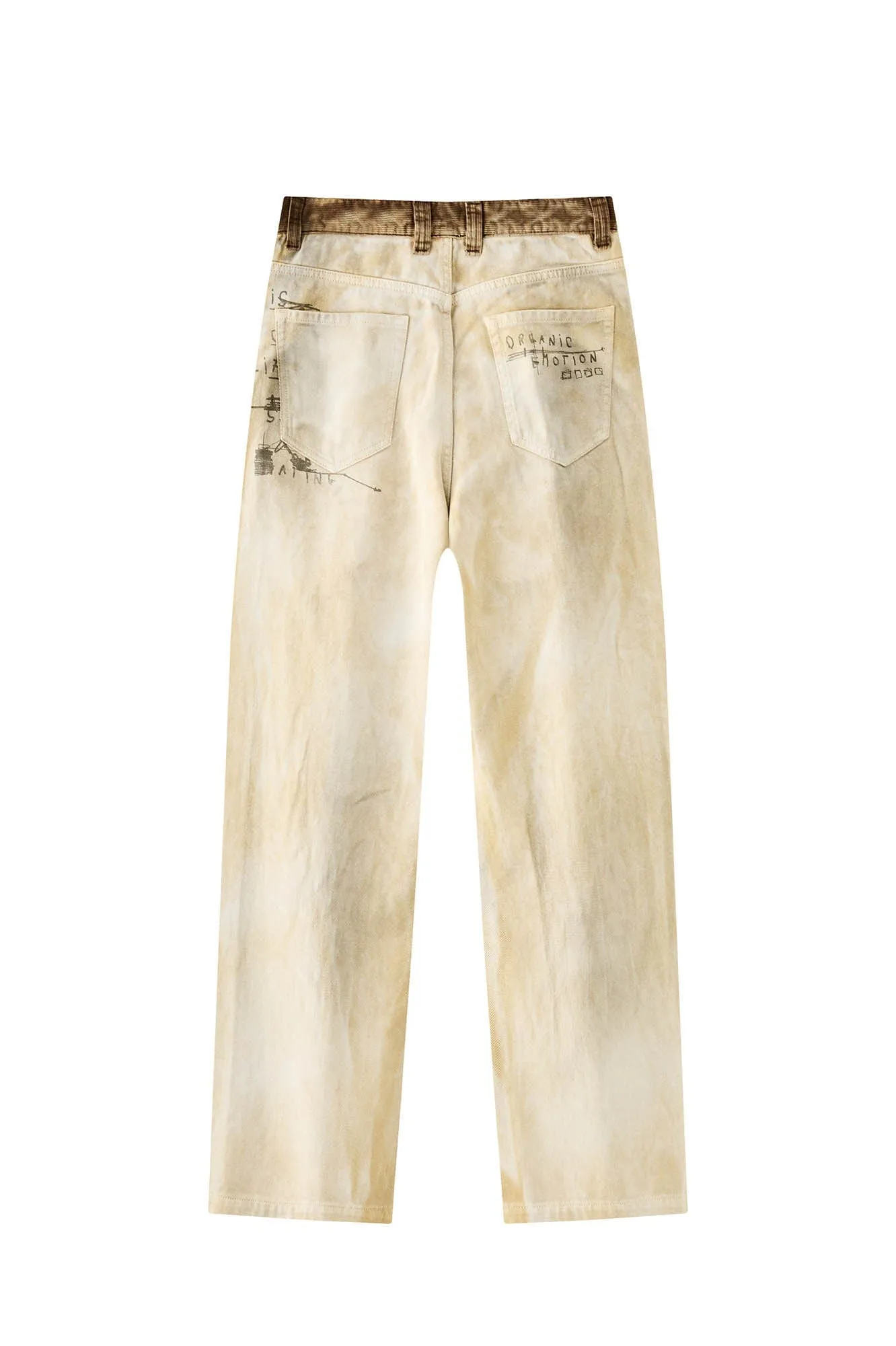 Distressed/Bleached Finish Wide-Leg Jeans