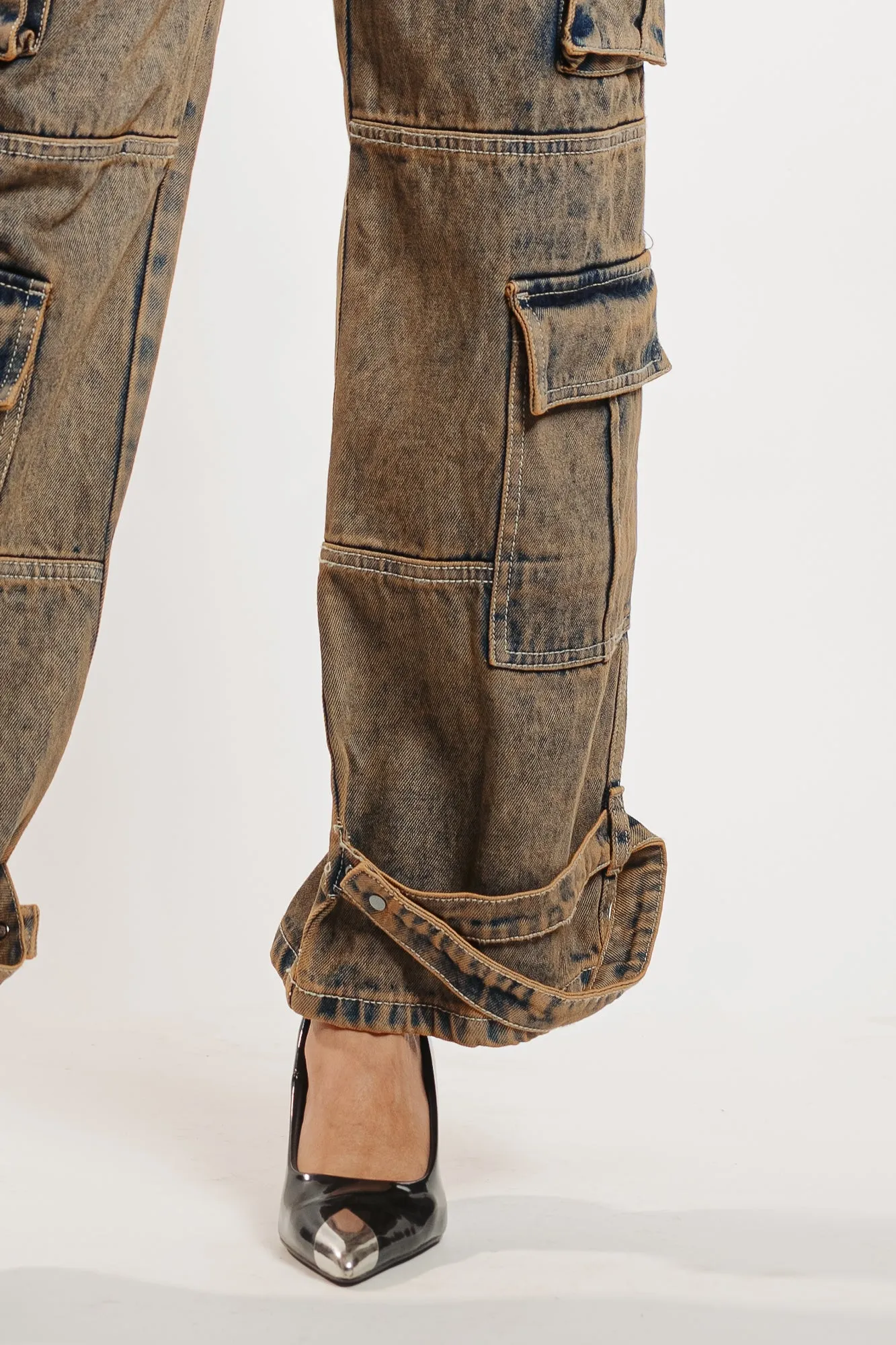 Earthy Tinted Cargo Jeans