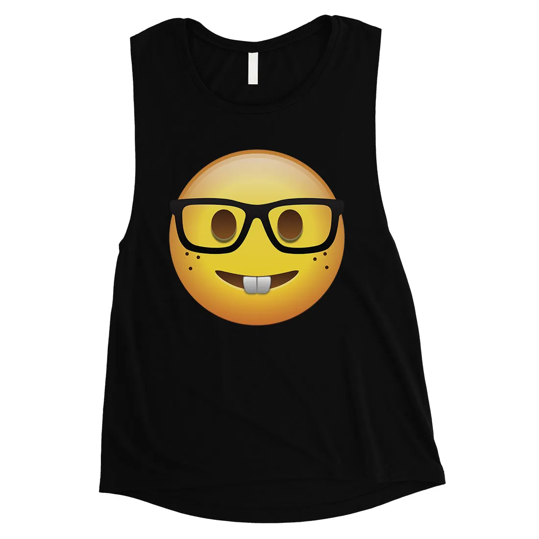 Emoji-Nerd Womens Simple Basic Loving Happy Cool Muscle Shirt Gift