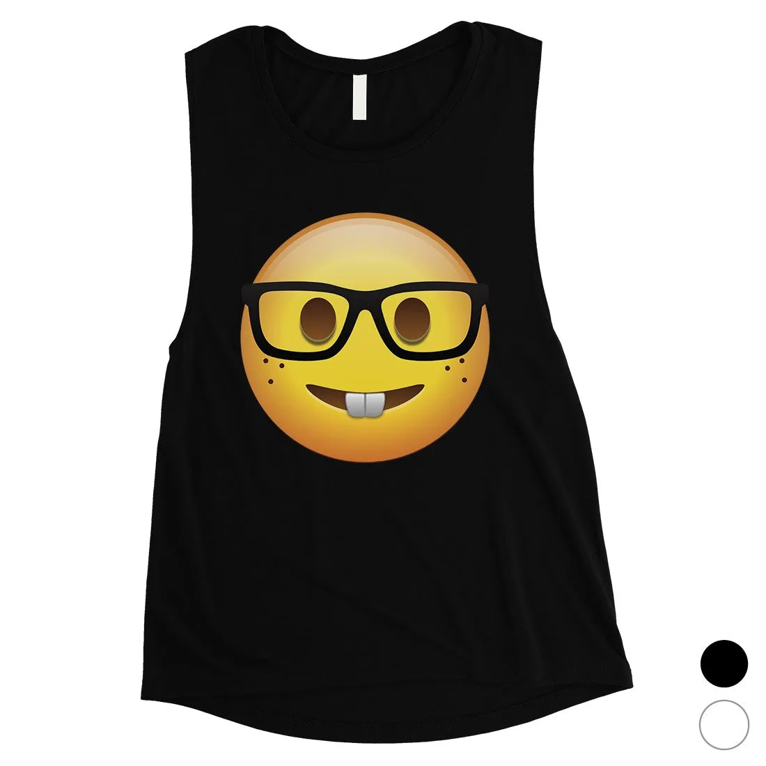 Emoji-Nerd Womens Simple Basic Loving Happy Cool Muscle Shirt Gift