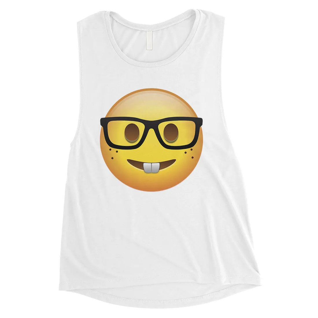 Emoji-Nerd Womens Simple Basic Loving Happy Cool Muscle Shirt Gift