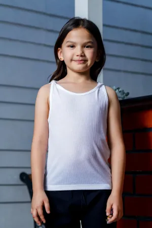 Girls White Sleeveless Top