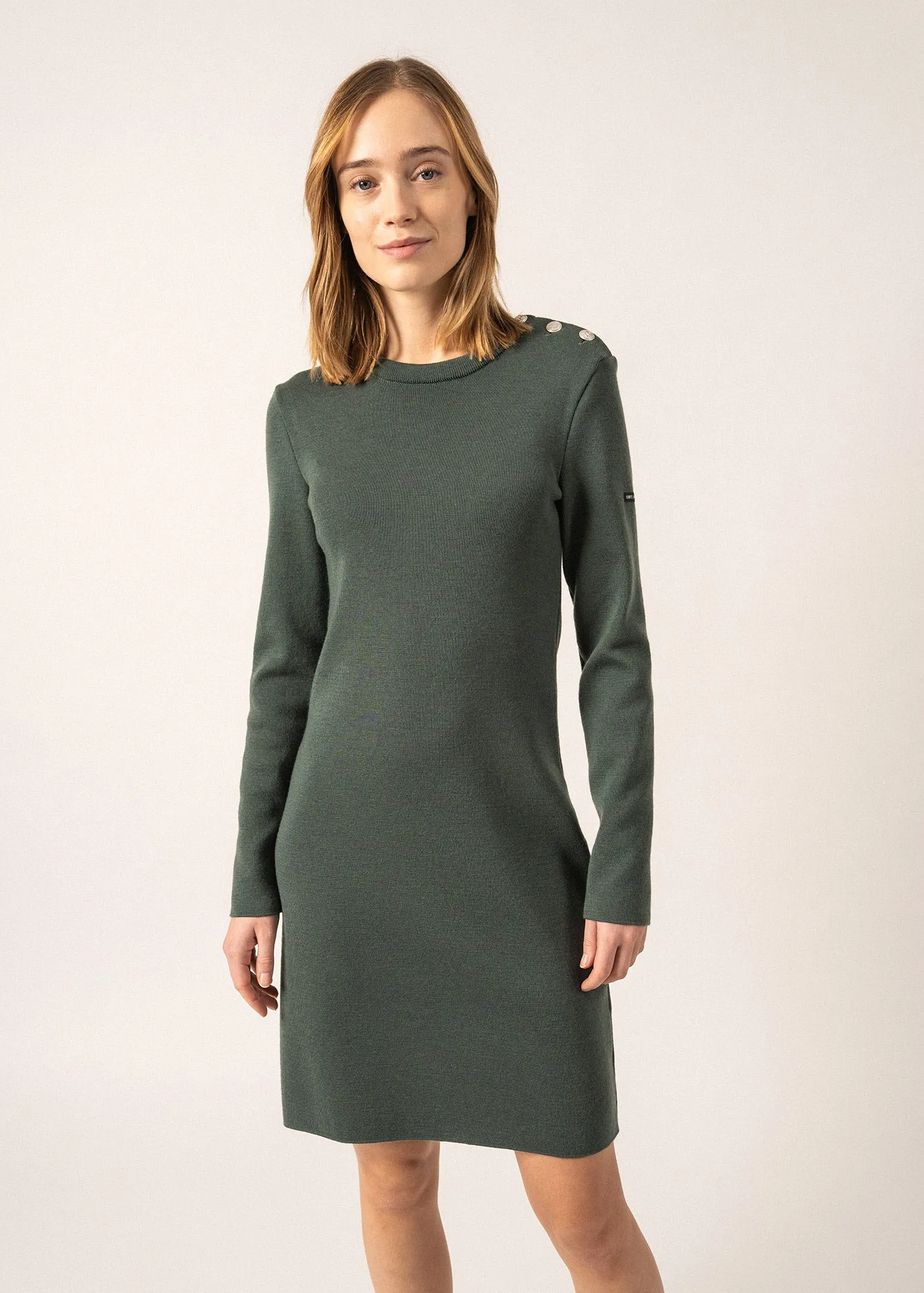 Grande Marée jumper dress - plain, in wool (VEGETAL)