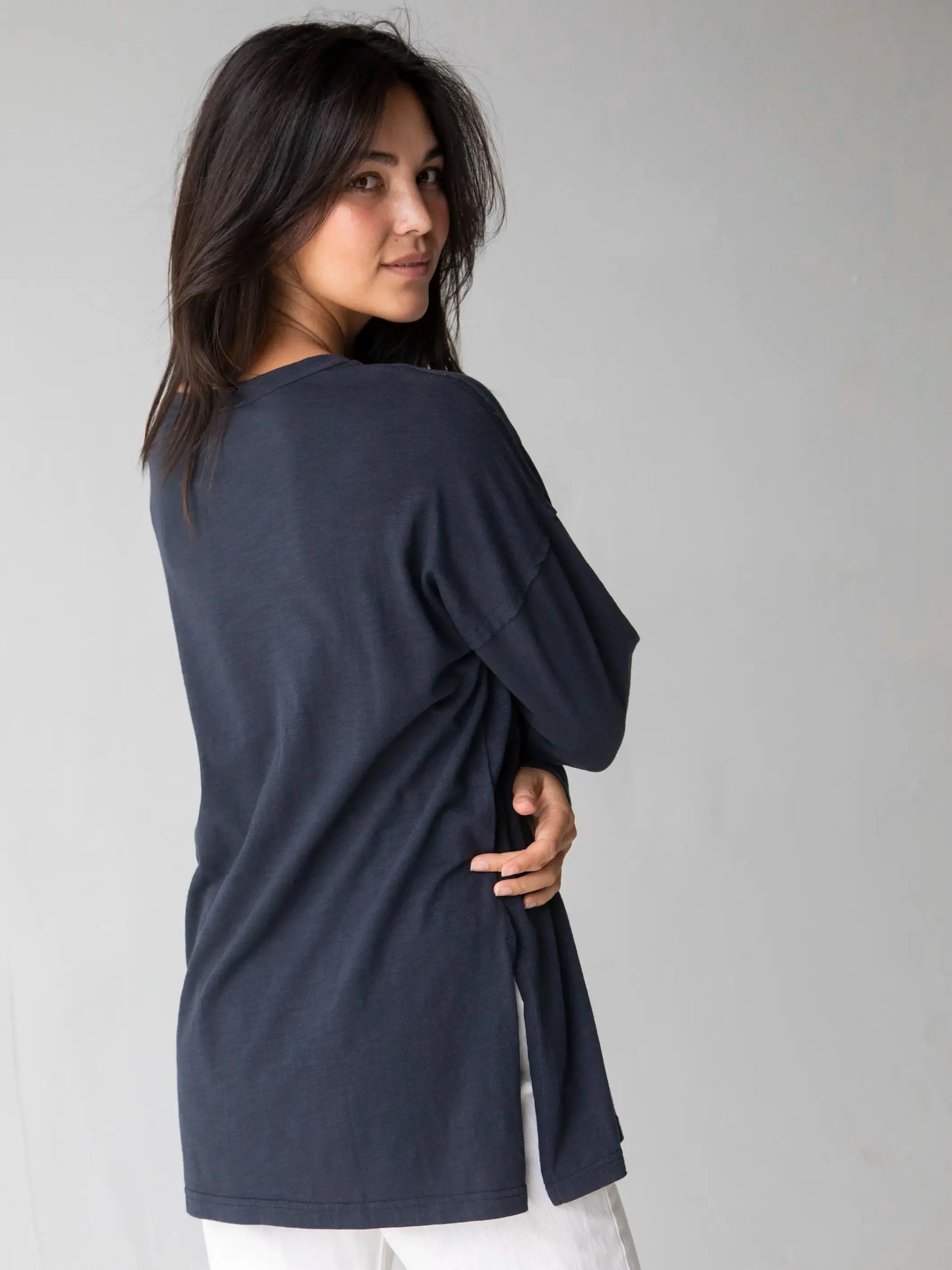 Hang Around Cotton Tunic - Dark Navy