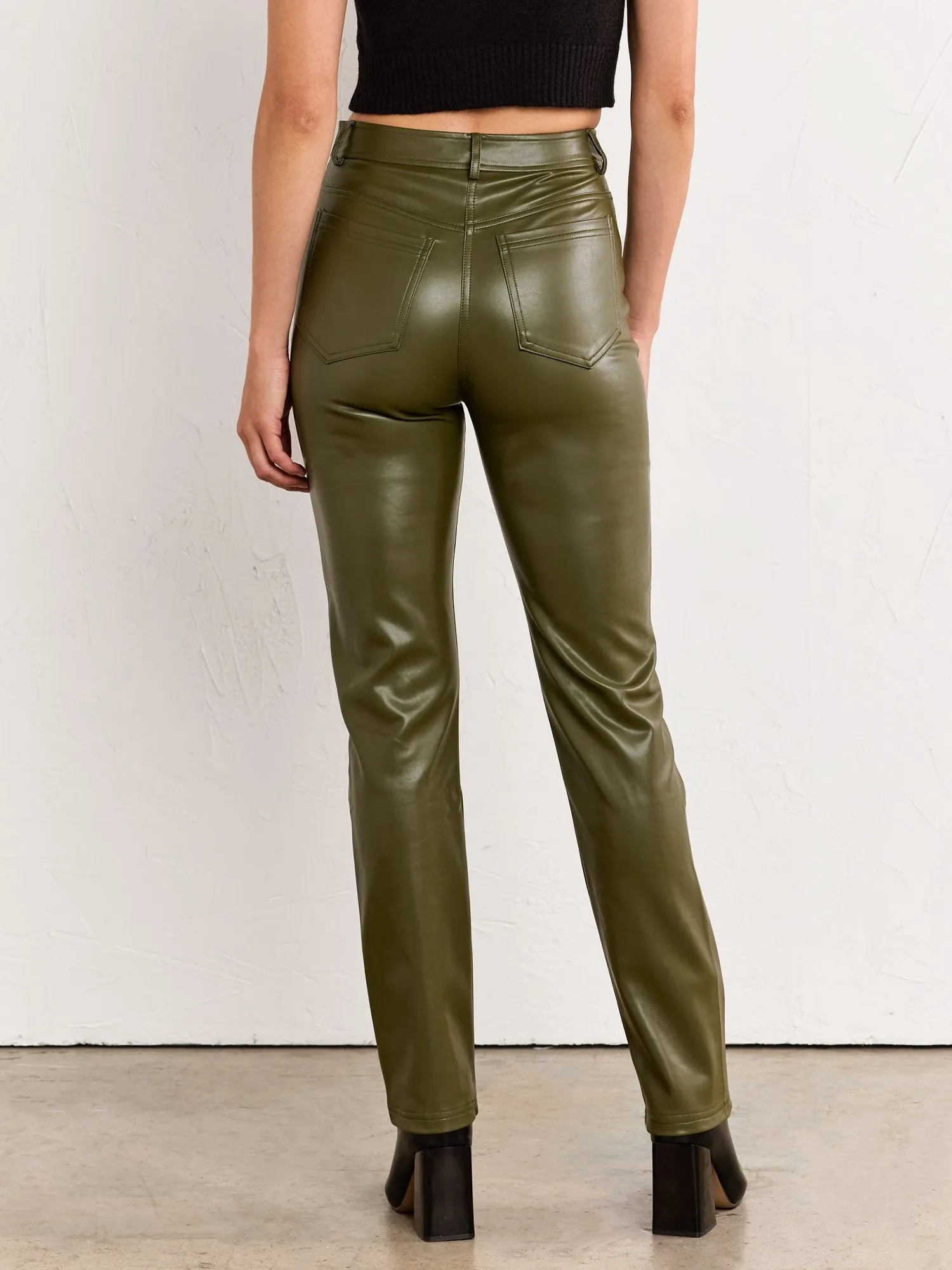 High-Waisted Faux Leather Pant - Edit By Nine