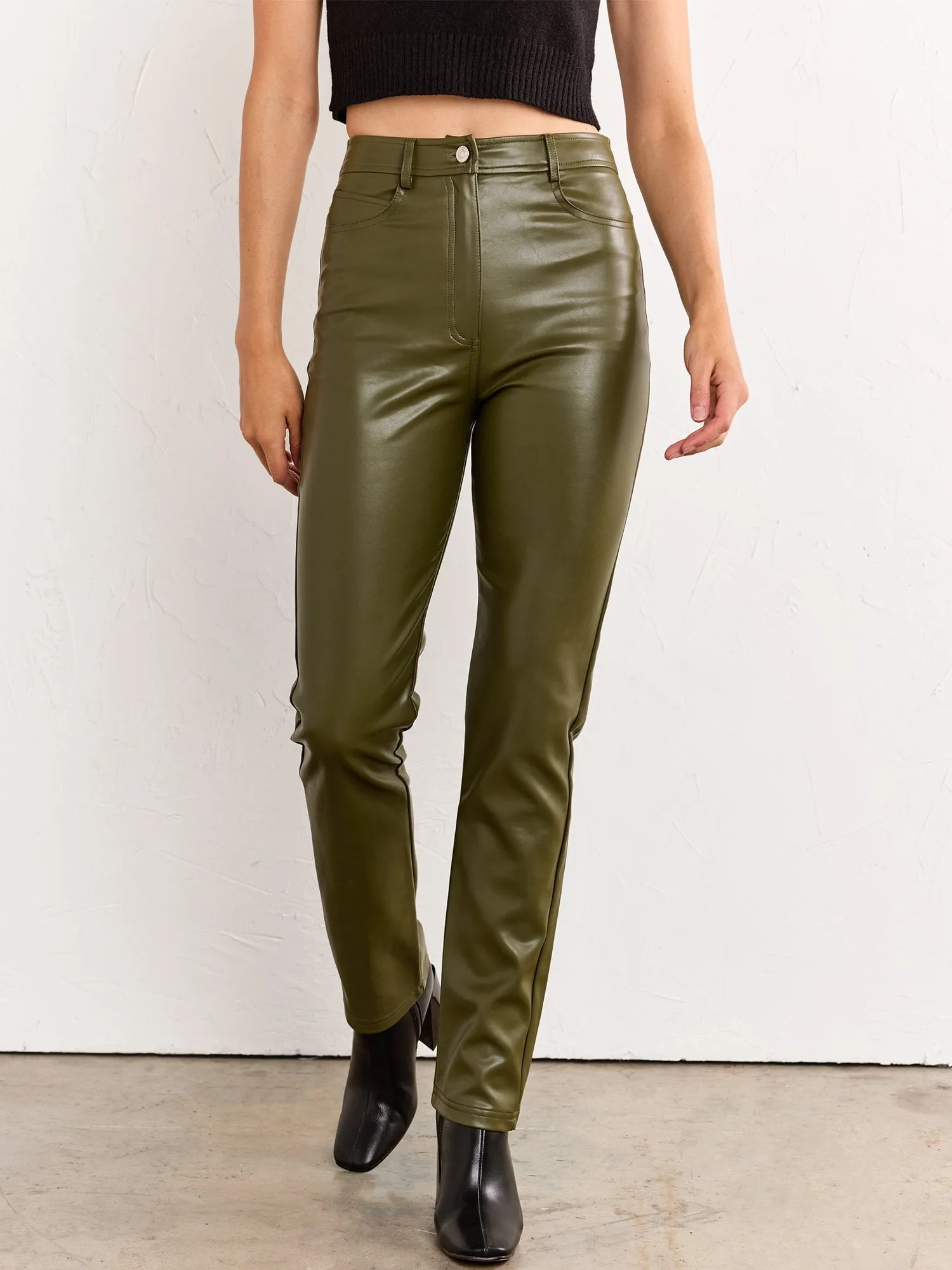 High-Waisted Faux Leather Pant - Edit By Nine