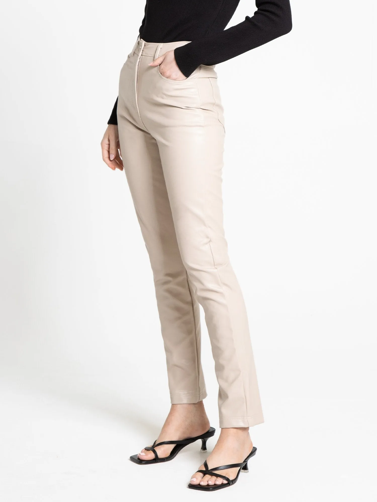 High-Waisted Faux Leather Pant - Edit By Nine