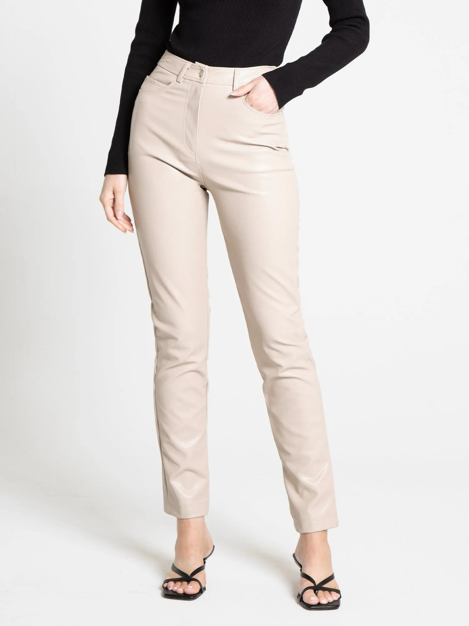 High-Waisted Faux Leather Pant - Edit By Nine