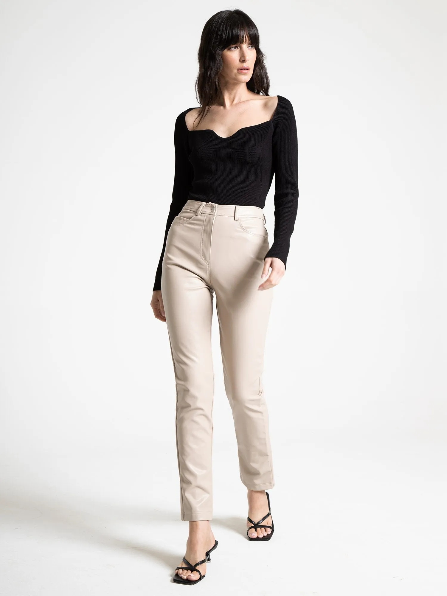 High-Waisted Faux Leather Pant - Edit By Nine