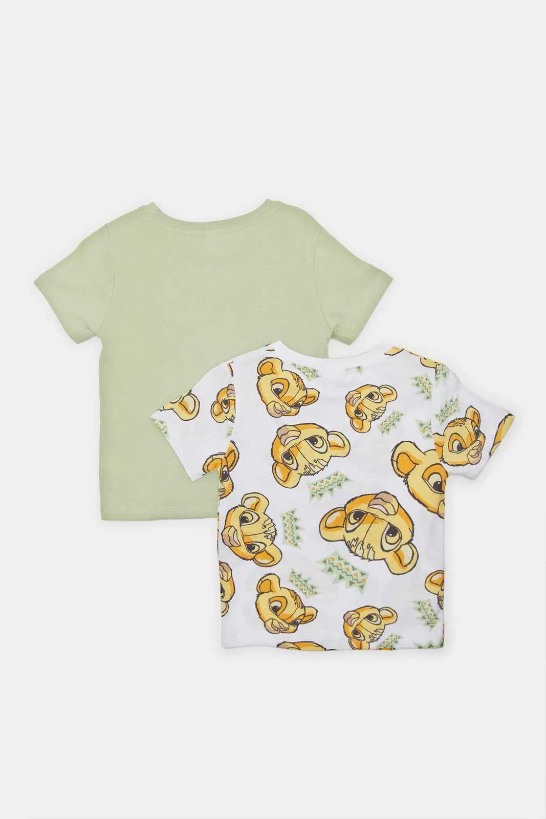 Infant Boys Green And Cream Simba Printed T-Shirt Set (2 Piece)