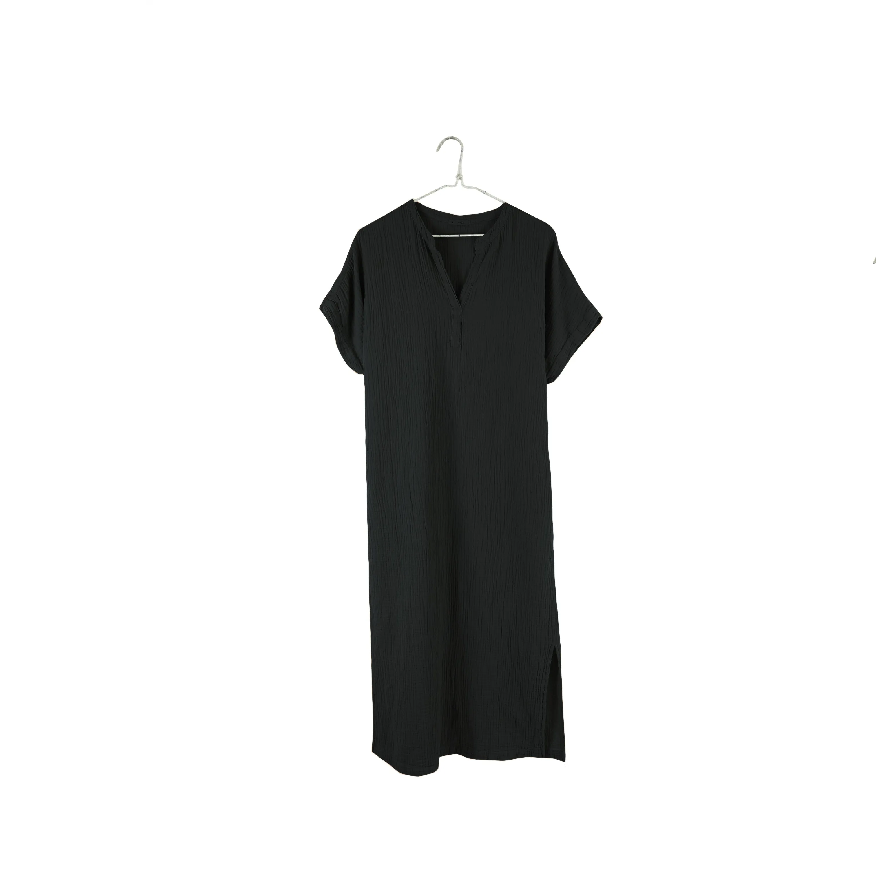 It Is Well L.A. Mandarin Gauze Dress in Black