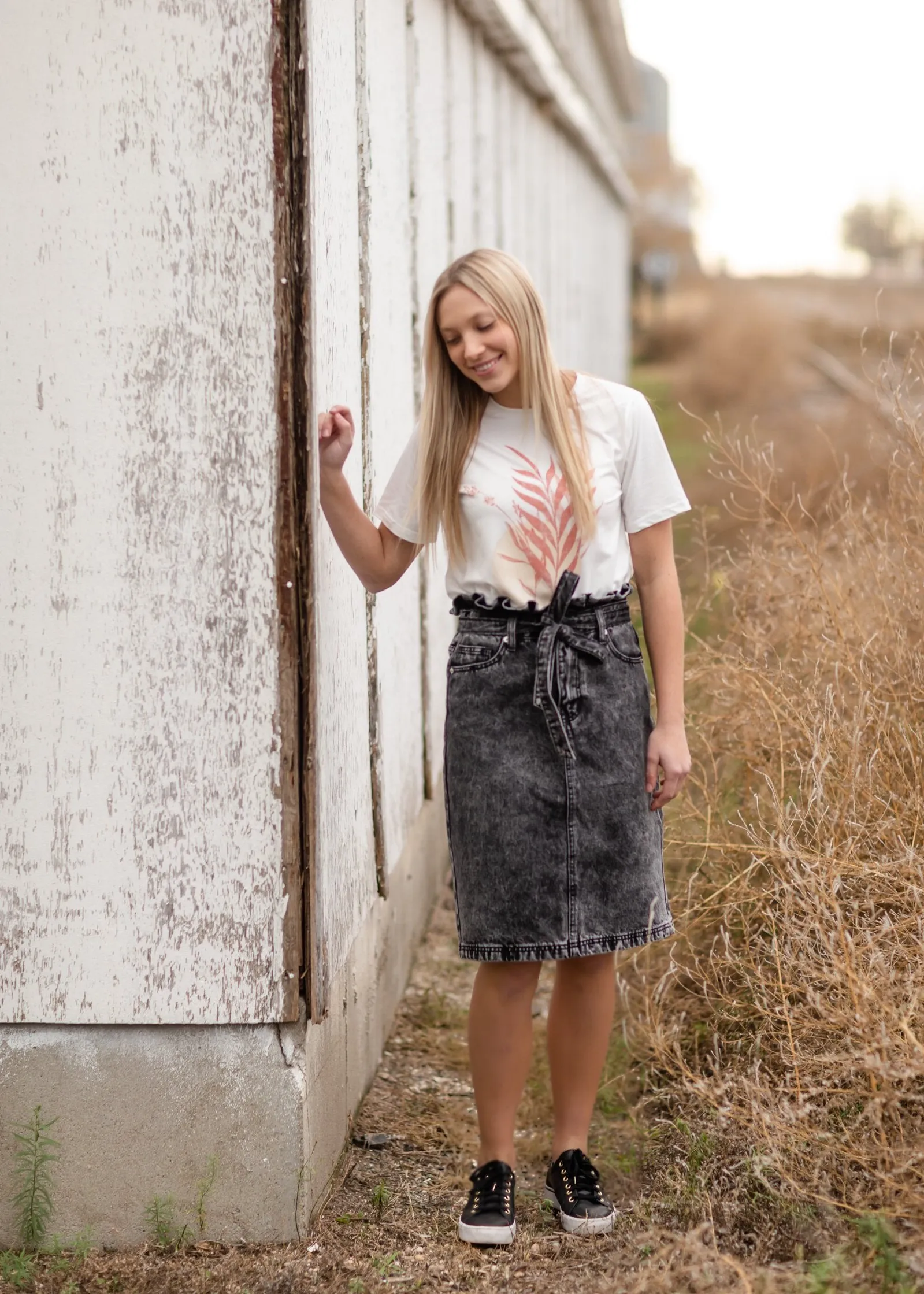 Ivory   Mauve Leaf Print Graphic Tee - FINAL SALE