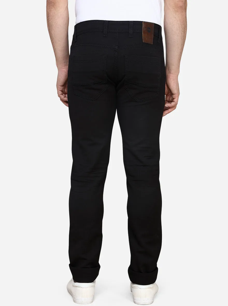 Jet Black Solid Slim Fit Jeans | JadeBlue