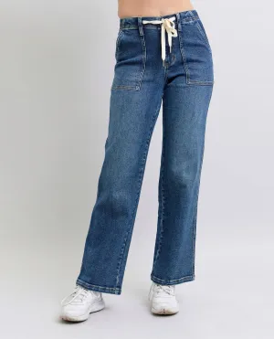 Judy Blue High Waist Drawstring Wide Leg Jean