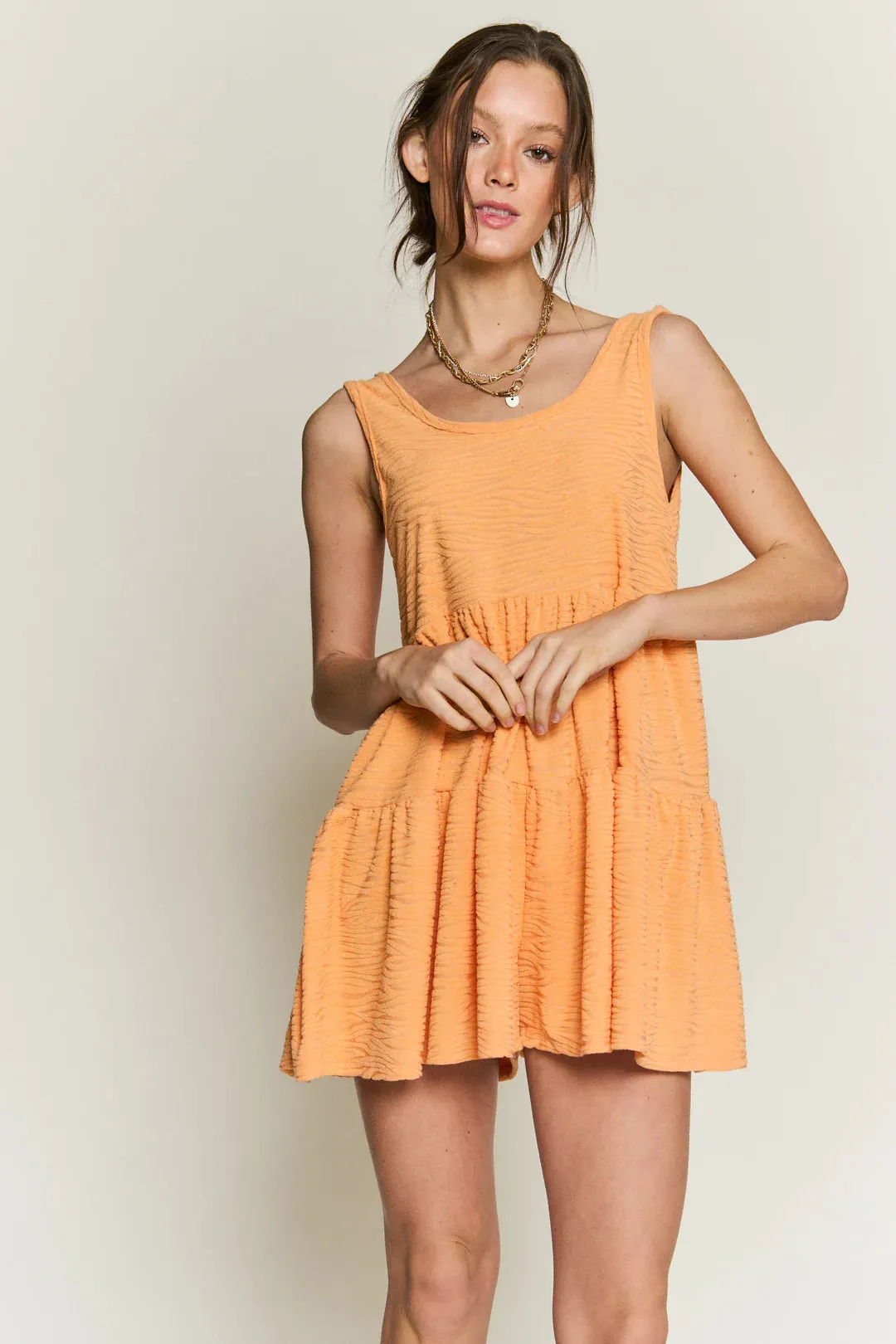 Let It Slip French Terry Romper - Peach