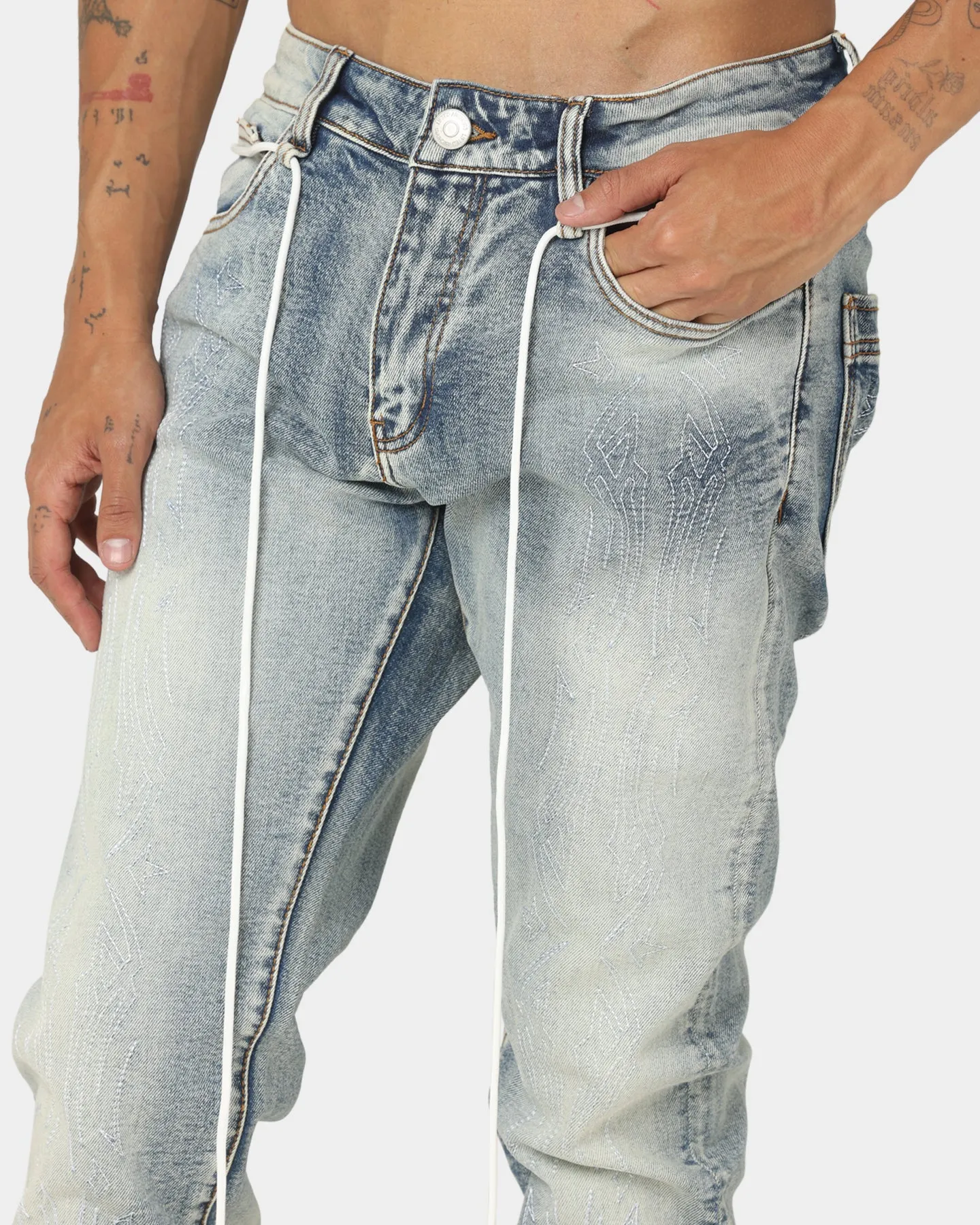 Lifted Anchors Wild West Denim Jeans Blue Wash