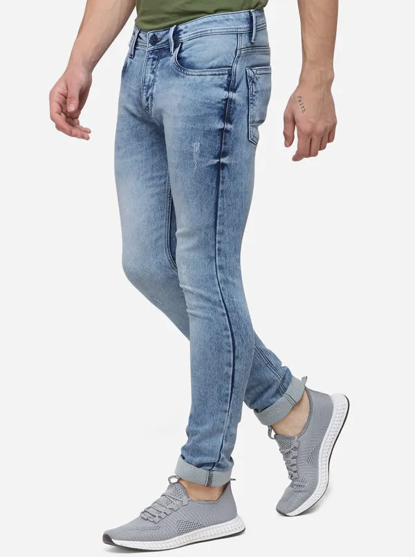 Light Blue Slim Fit Solid Jeans | Greenfibre