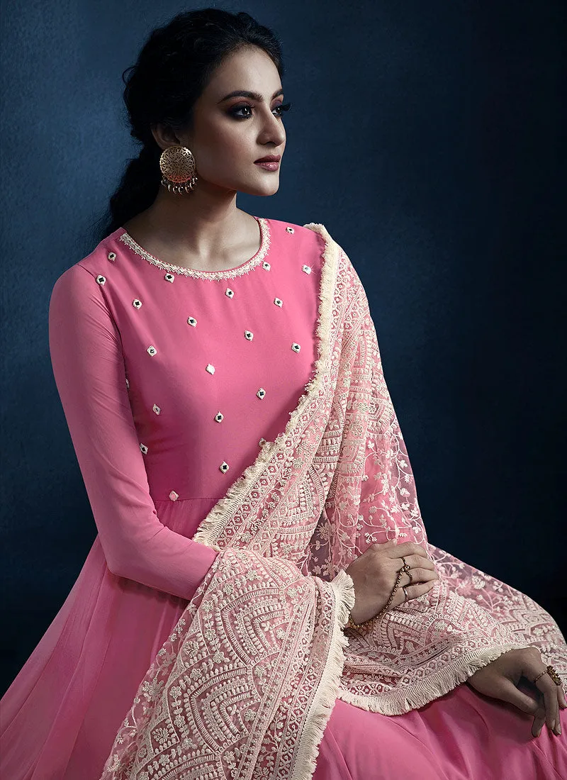 Light Pink Lucknowi Anarkali Suit