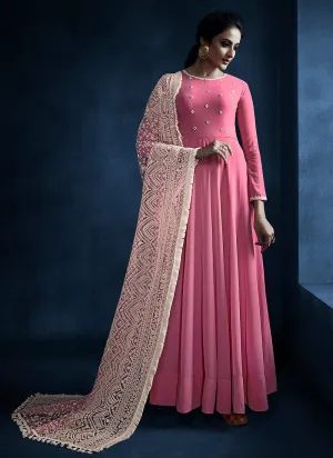 Light Pink Lucknowi Anarkali Suit