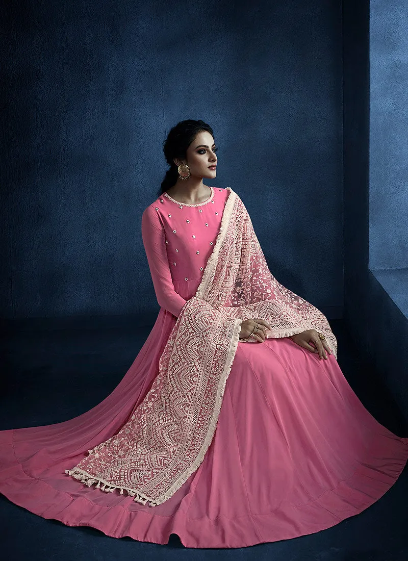 Light Pink Lucknowi Anarkali Suit