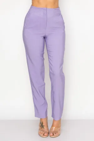 Lilac Solid High Waist Dress Pants