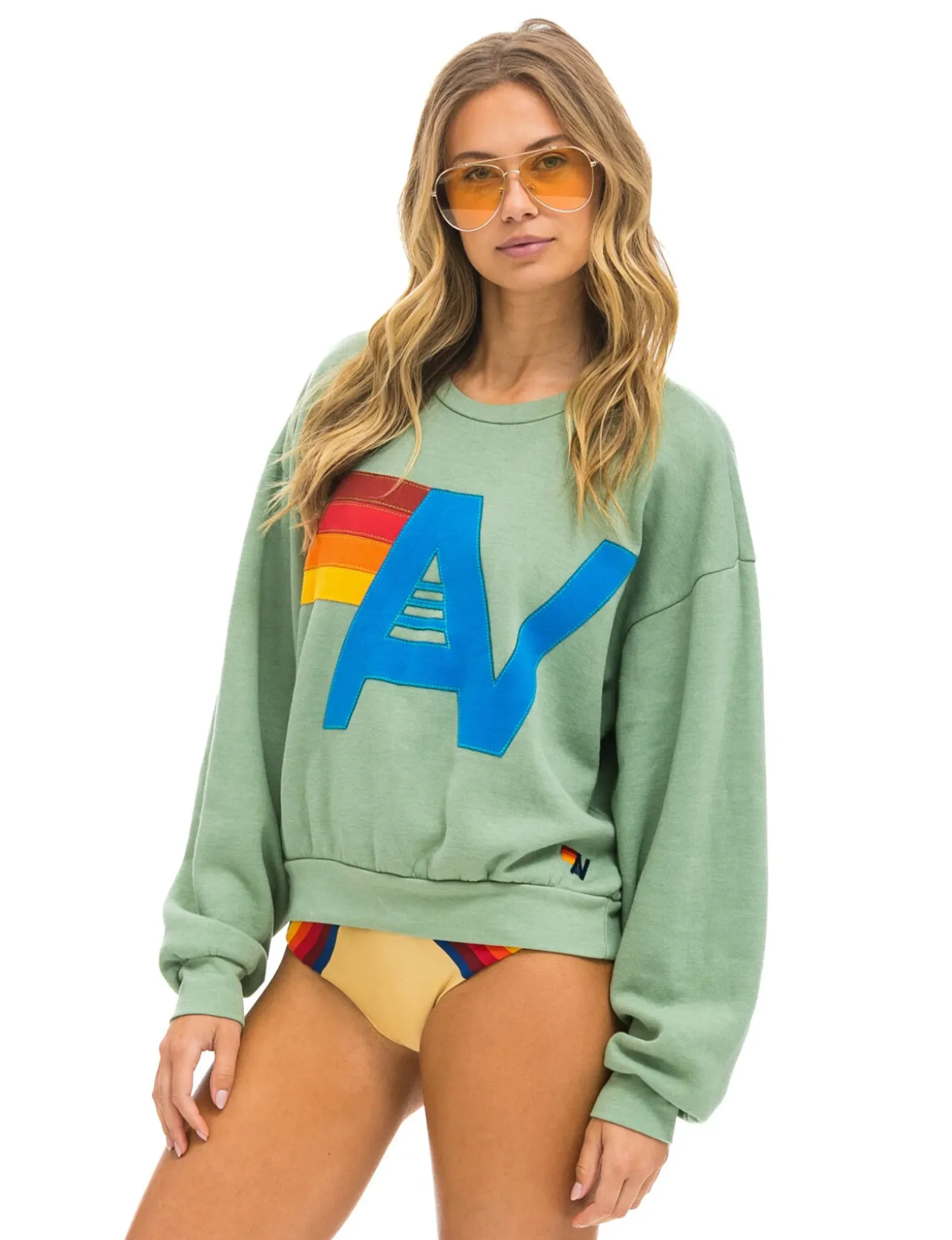 Logo Stitch Relaxed Crew Sweatshirt, Sage