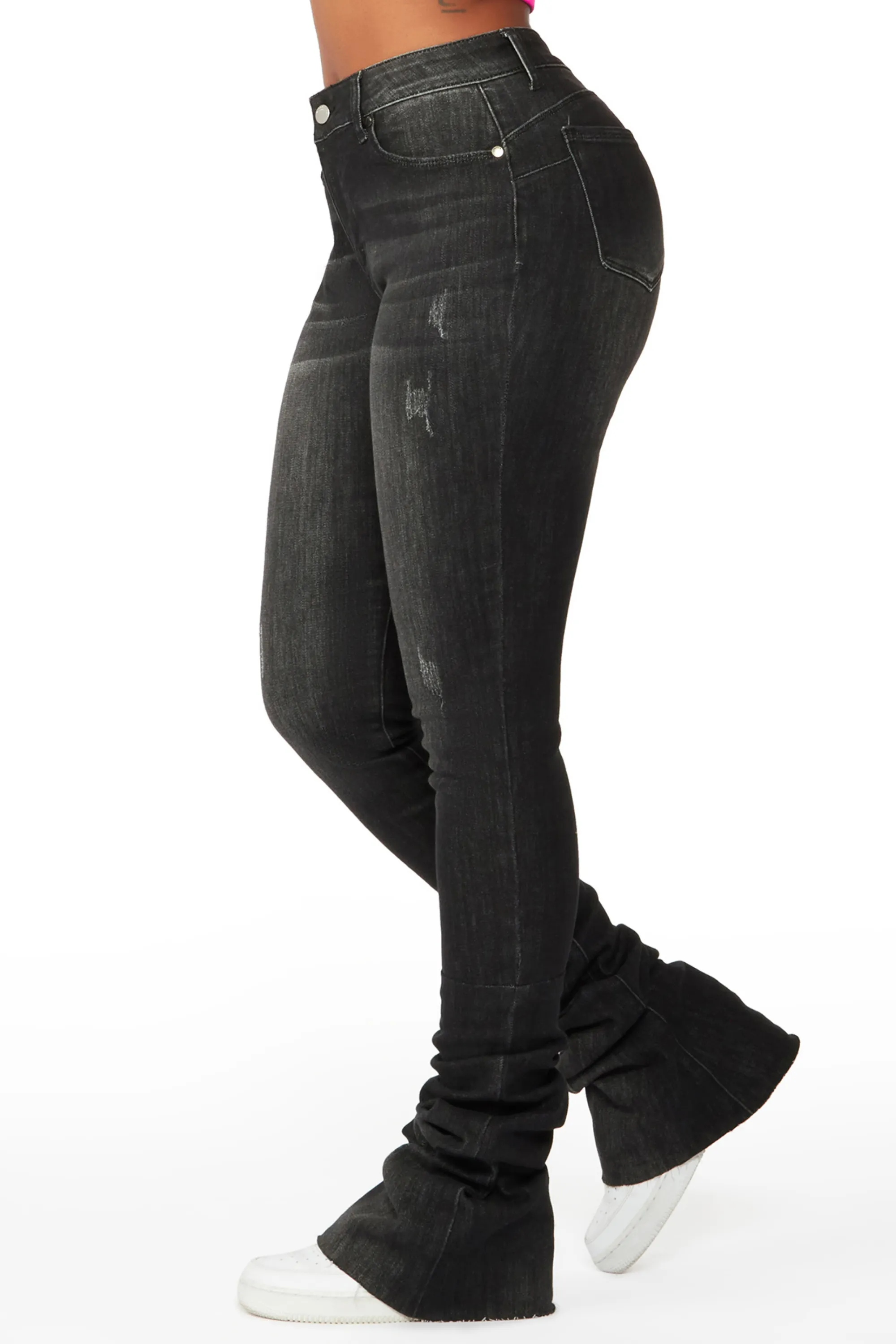 Makena Black Super Stacked Jean